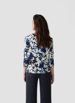 Damen Lecomte Shirt mit 3/4-Arm in floralem Muster