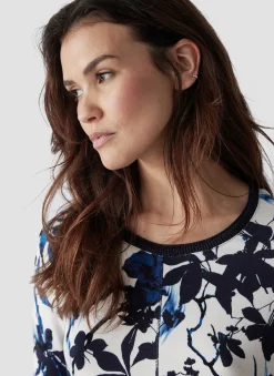 Damen Lecomte Shirt mit 3/4-Arm in floralem Muster