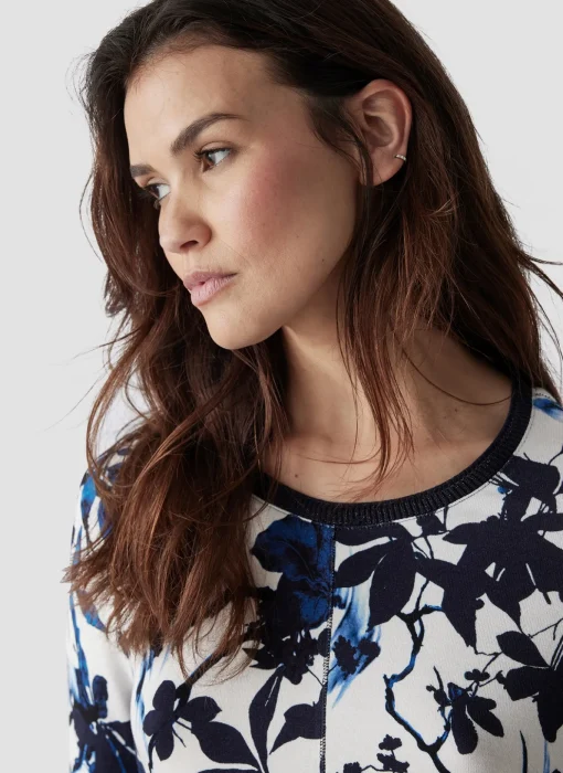 Damen Lecomte Shirt mit 3/4-Arm in floralem Muster