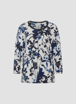 Damen Lecomte Shirt mit 3/4-Arm in floralem Muster