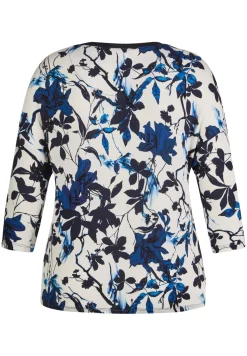Damen Lecomte Shirt mit 3/4-Arm in floralem Muster