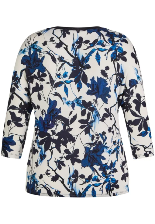 Damen Lecomte Shirt mit 3/4-Arm in floralem Muster