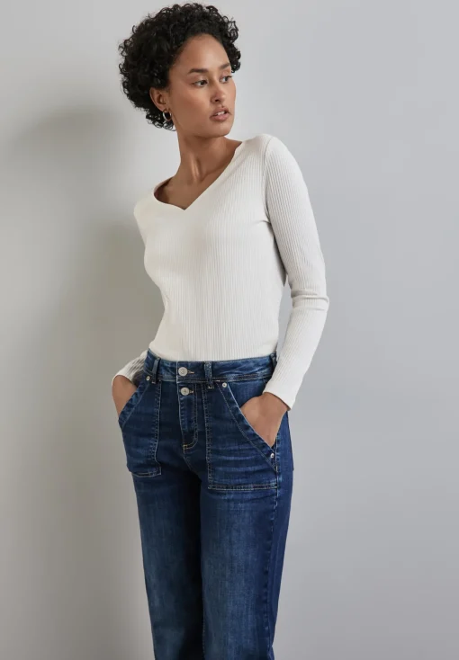 Damen Street One Shirt mit Herzausschnitt