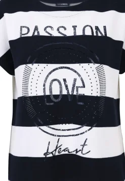 Damen Doris Streich Shirt-Pulli mit breitem Ringel und Motivprint