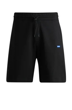 Herren Hugo Blue Shorts aus Baumwoll-Terry mit Tunnelzug und blauem Logo-Label