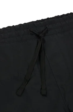 Herren Hugo Blue Shorts aus strukturierter Baumwolle mit Tunnelzug und Logo-Aufnäher