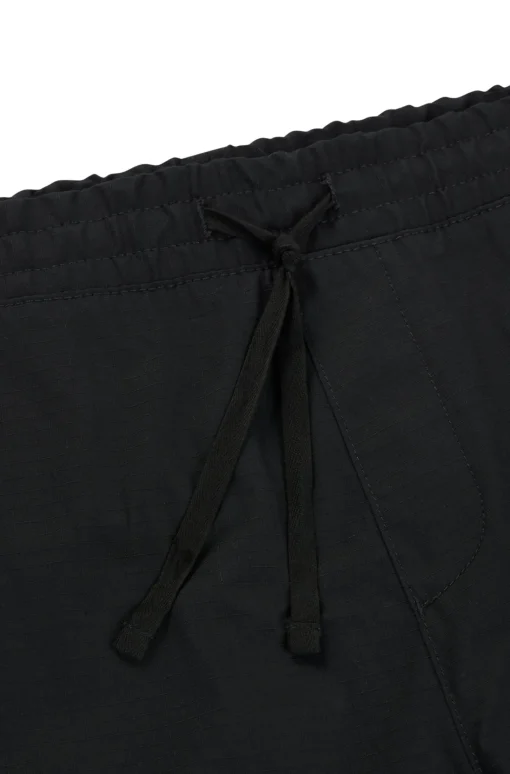 Herren Hugo Blue Shorts aus strukturierter Baumwolle mit Tunnelzug und Logo-Aufnäher