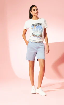 Damen s.Oliver Shorts mit geflochtenem Gürtel und Garment Dye
