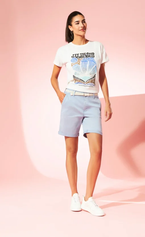 Damen s.Oliver Shorts mit geflochtenem Gürtel und Garment Dye