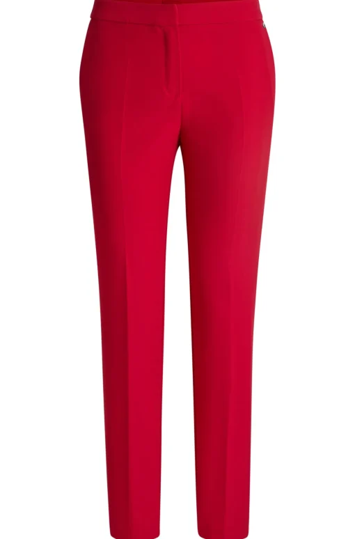 Damen Hugo Red Slim-Fit Hose aus Stretch-Gewebe mit Logo-Niete