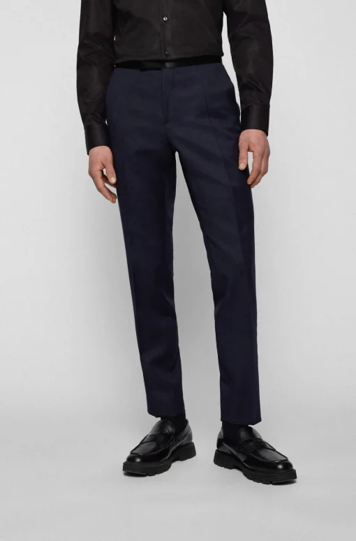 Herren Boss SLIM-FIT SMOKING-HOSE AUS SCHURWOLL-SERGE