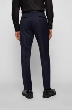 Herren Boss SLIM-FIT SMOKING-HOSE AUS SCHURWOLL-SERGE