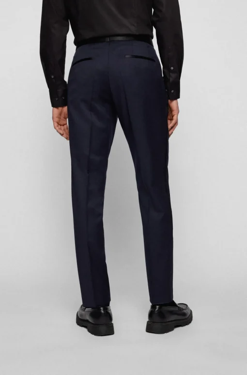 Herren Boss SLIM-FIT SMOKING-HOSE AUS SCHURWOLL-SERGE
