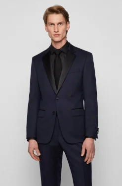 Herren Boss SLIM-FIT SMOKING-JACKETT AUS SCHURWOLL-SERGE