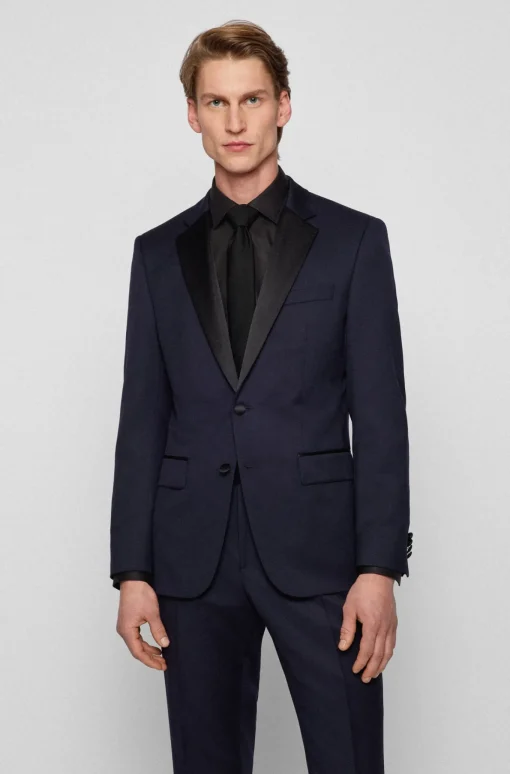 Herren Boss SLIM-FIT SMOKING-JACKETT AUS SCHURWOLL-SERGE
