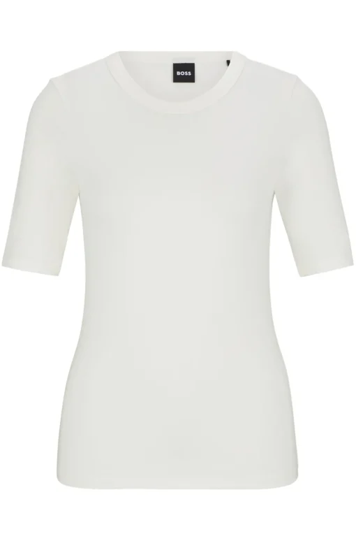 Damen Boss Slim-Fit T-Shirt aus elastischem Modal-Mix