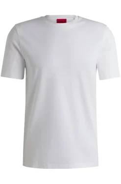 Herren Hugo Red Slim-Fit T-Shirt aus merzerisiertem elastischem Baumwoll-Piqué