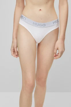 Damen Hugo Red SLIP AUS STRETCH-BAUMWOLLE MIT LOGO AM BUND BRIEF SPORTY