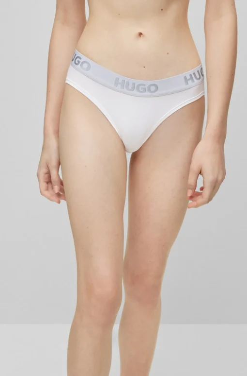 Damen Hugo Red SLIP AUS STRETCH-BAUMWOLLE MIT LOGO AM BUND BRIEF SPORTY