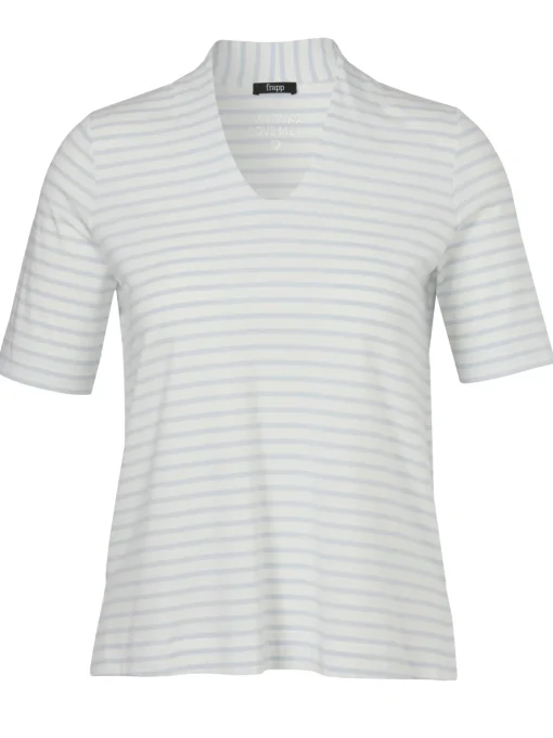 Damen Frapp Softes Baumwoll-Jersey-Shirt mit Kelchkragen