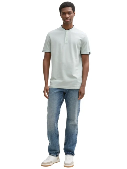 Herren Tom Tailor Denim Stehkragen Poloshirt