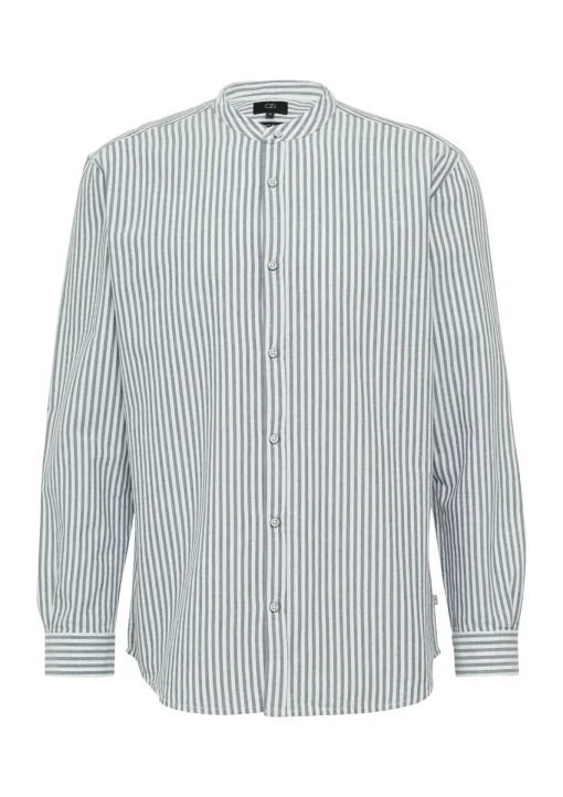 Herren QS Stehkragenhemd aus gestreiftem Oxford
