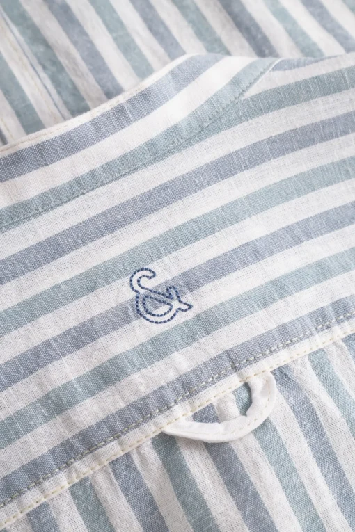 Herren Colours & Sons Stehkragenhemd in Leinen Optik