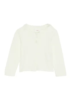 Kinder s.Oliver Strickjacke aus Viskosemix mit Wellsaum und blumenförmigen Knöpfen