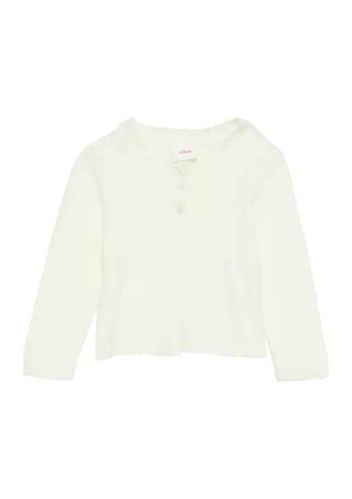Kinder s.Oliver Strickjacke aus Viskosemix mit Wellsaum und blumenförmigen Knöpfen