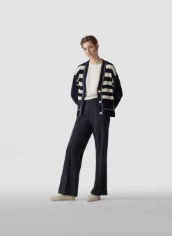 Damen Lecomte Strickjacke mit Perlfang-Strickart und Streifenmuster