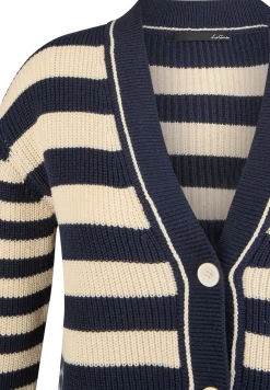 Damen Lecomte Strickjacke mit Perlfang-Strickart und Streifenmuster