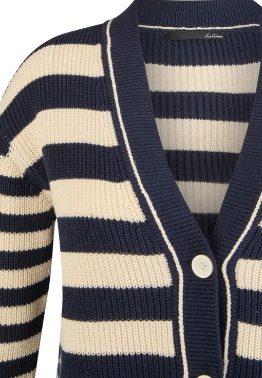 Damen Lecomte Strickjacke mit Perlfang-Strickart und Streifenmuster