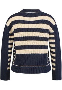 Damen Lecomte Strickjacke mit Perlfang-Strickart und Streifenmuster