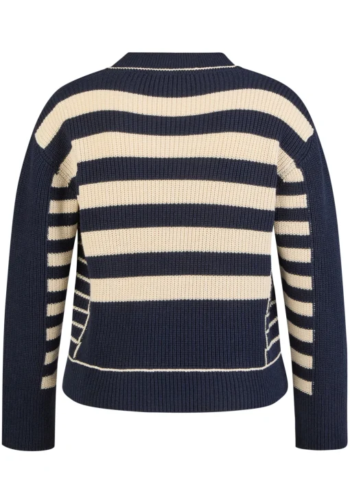 Damen Lecomte Strickjacke mit Perlfang-Strickart und Streifenmuster