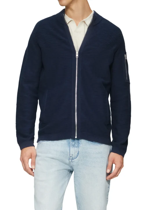 Herren s.Oliver Strickjacke mit Stehkragen