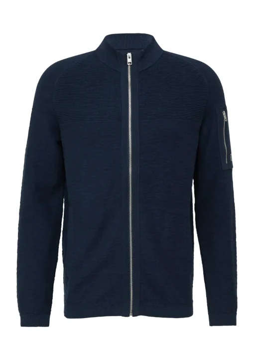Herren s.Oliver Strickjacke mit Stehkragen