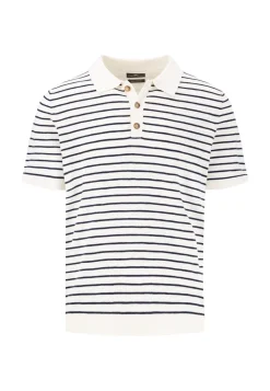 Herren Fynch-Hatton Strickpolo 1/2 Arm Leinenmix Streifen