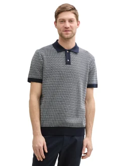 Herren Tom Tailor Strick-Poloshirt aus Baumwolle