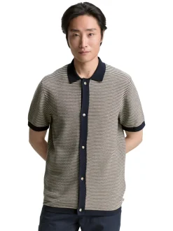 Herren Tom Tailor Strick-Poloshirt aus Baumwolle