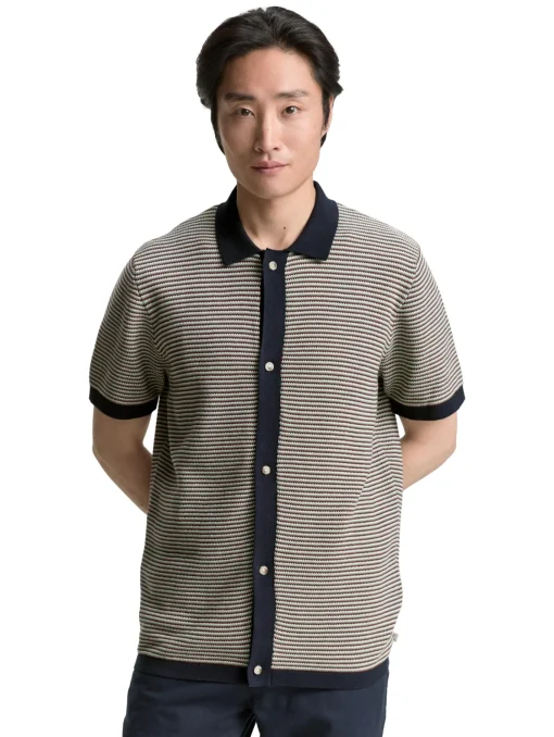 Herren Tom Tailor Strick-Poloshirt aus Baumwolle
