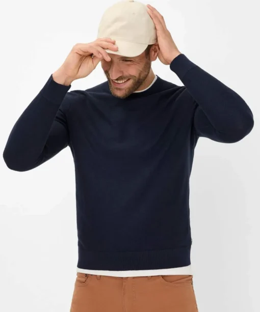 Herren Brax Strickpoloshirt mit Streifen