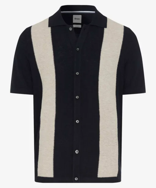 Herren Brax Strickpoloshirt mit Streifen