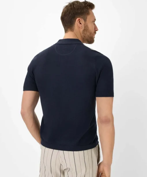 Herren Brax Strickpoloshirt mit Streifen