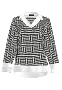 Damen Frank Walder Strickpullover mit aufgesteppten Seitenstreifen