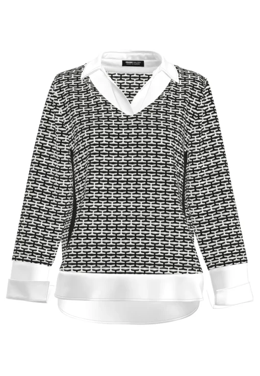 Damen Frank Walder Strickpullover mit aufgesteppten Seitenstreifen
