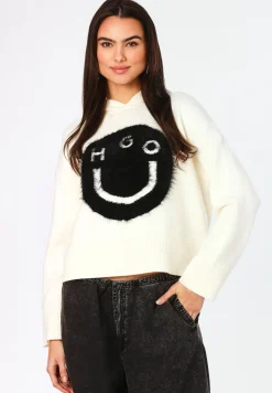 Damen Hugo Blue Strickpullover mit Kapuze
