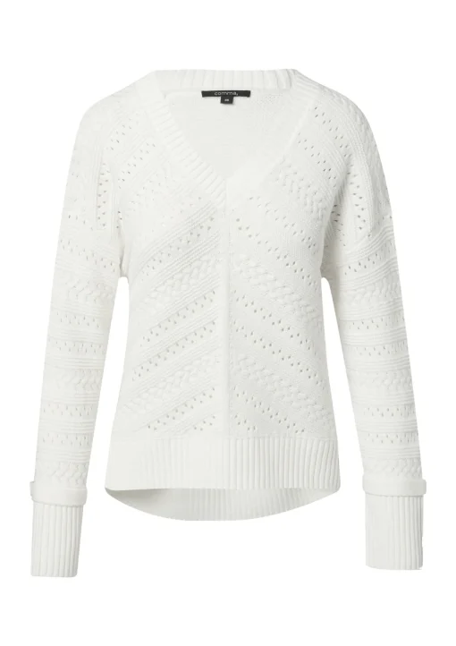 Damen Comma Strickpullover mit Riegel-Detail an den Manschetten