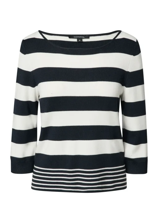 Damen Comma Strickpullover mit seitlich geschlitztem Saum