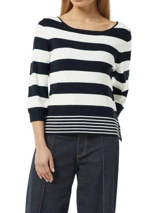 Damen Comma Strickpullover mit seitlich geschlitztem Saum