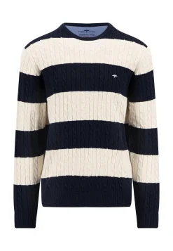 Herren Fynch-Hatton Strickpullover R-Neck Cable Striped